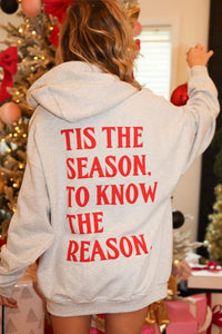 Tis the Season, To Know The Reason Hoodie - Gray/Red - MerciGrace BoutiqueSweatshirt