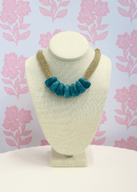 Trapezoid Bead Mesh Fabric Necklace - Turquoise/Gold - MerciGrace BoutiqueNecklace