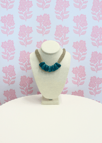 Trapezoid Bead Mesh Fabric Necklace - Turquoise/Gold - MerciGrace BoutiqueNecklace