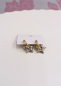 Silver and gold hoop earrings with star detail