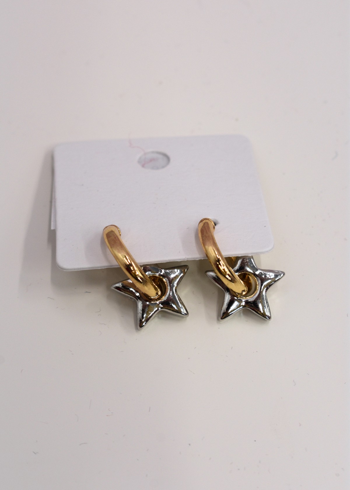Two Tone Star Hoops - Silver/Gold