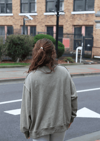 Vintage Wash Print Mockneck Lightweight Sweatshirt - Olive - MerciGrace BoutiqueSweatshirt
