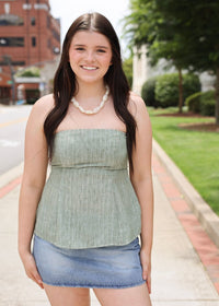 Waves Tube Top - Sage Green - MerciGrace BoutiqueTop
