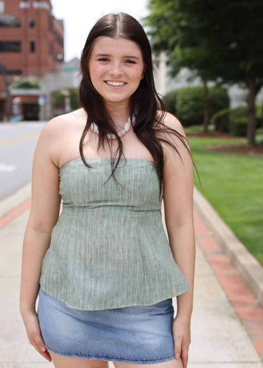 Waves Tube Top - Sage Green - MerciGrace BoutiqueTop