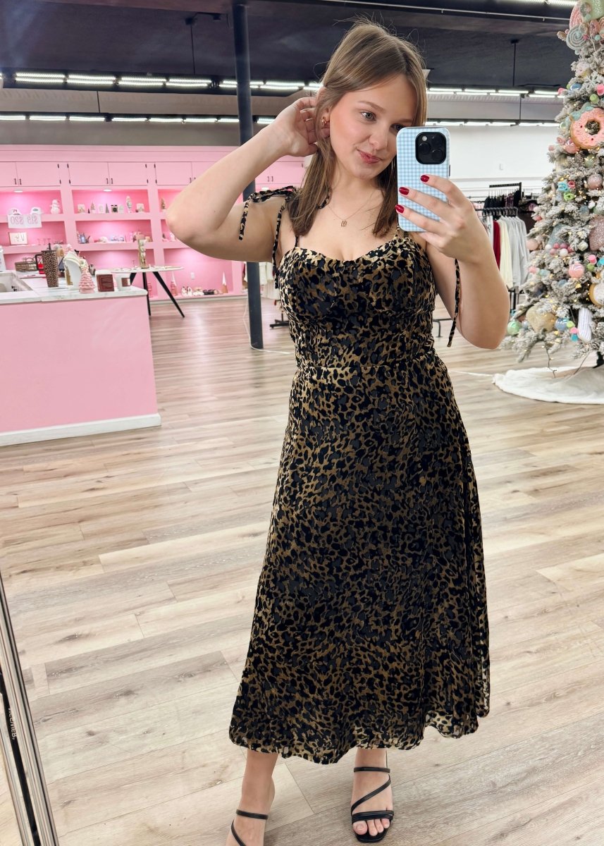 Weslena Bustier Burnout Midi - Leopard - MerciGrace BoutiqueDress