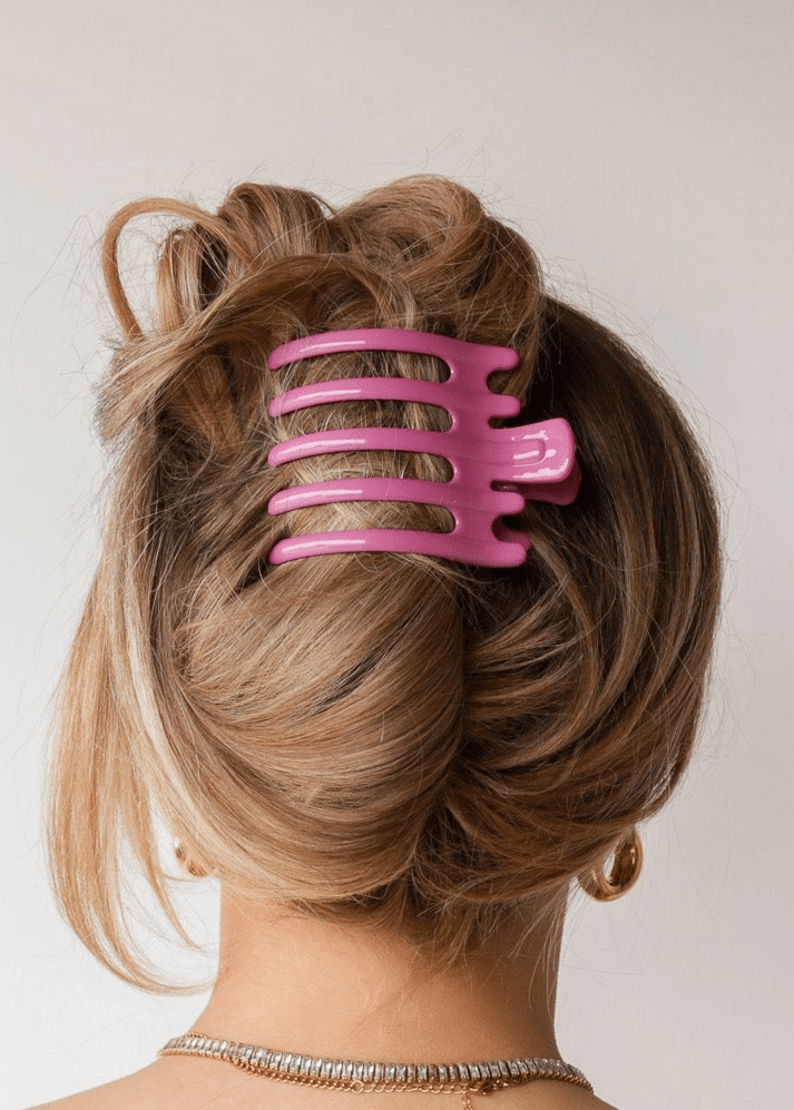 Wide Lay Down Claw Clip - Shiny Orchid
