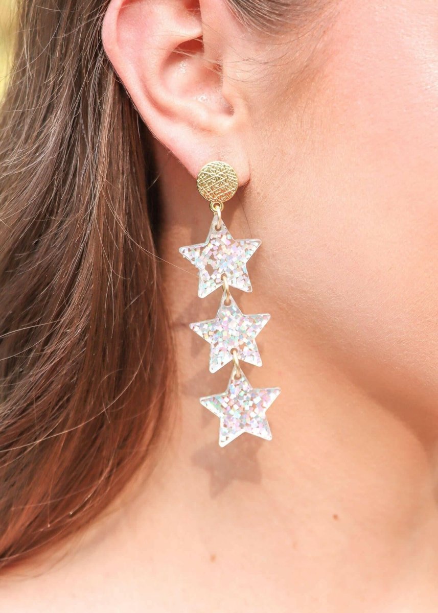 Wishin' On A Star Drop Earrings - Silver Sequin - MerciGrace BoutiqueEarrings