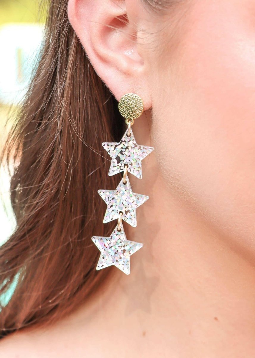 Wishin' On A Star Drop Earrings - Silver Sequin - MerciGrace BoutiqueEarrings