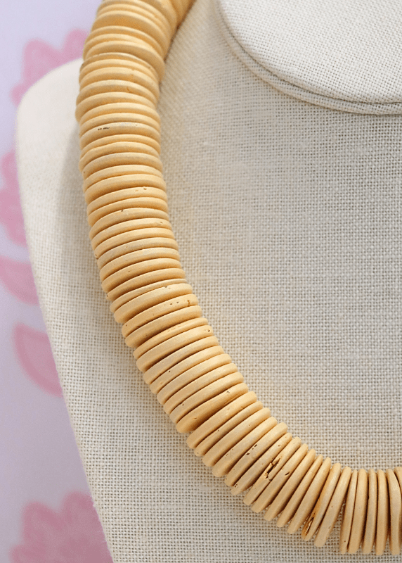Wood Disk Bead Necklace Sets - Ivory - MerciGrace BoutiqueNecklace