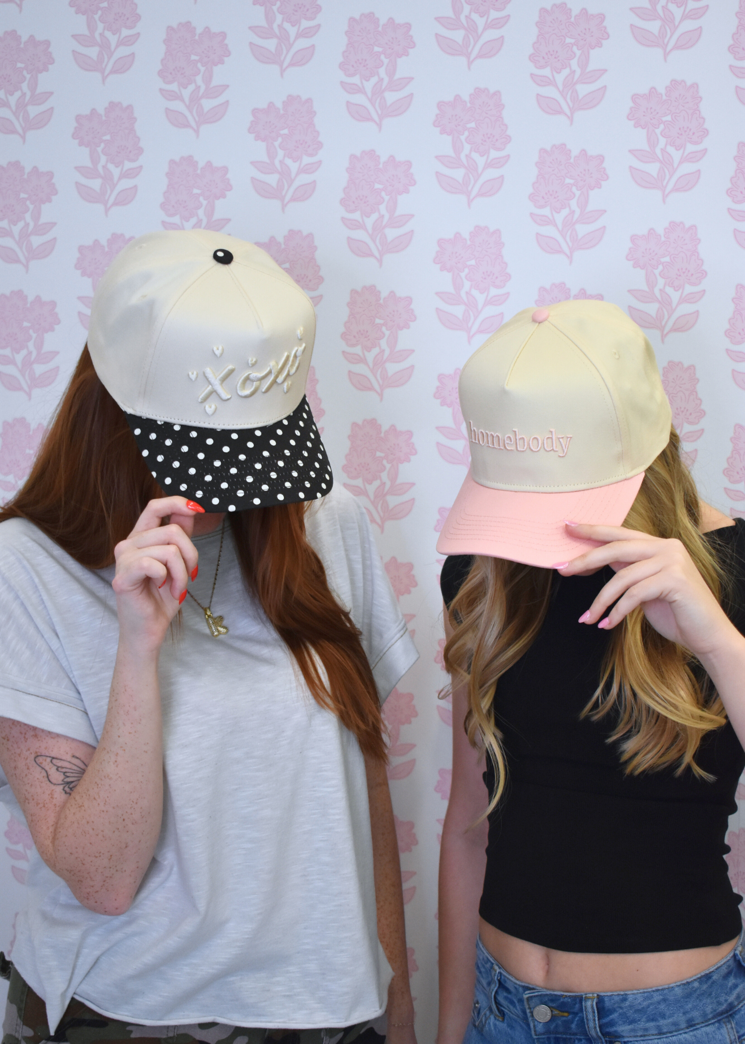 XOXO polka dot trucker hat styled for casual wear