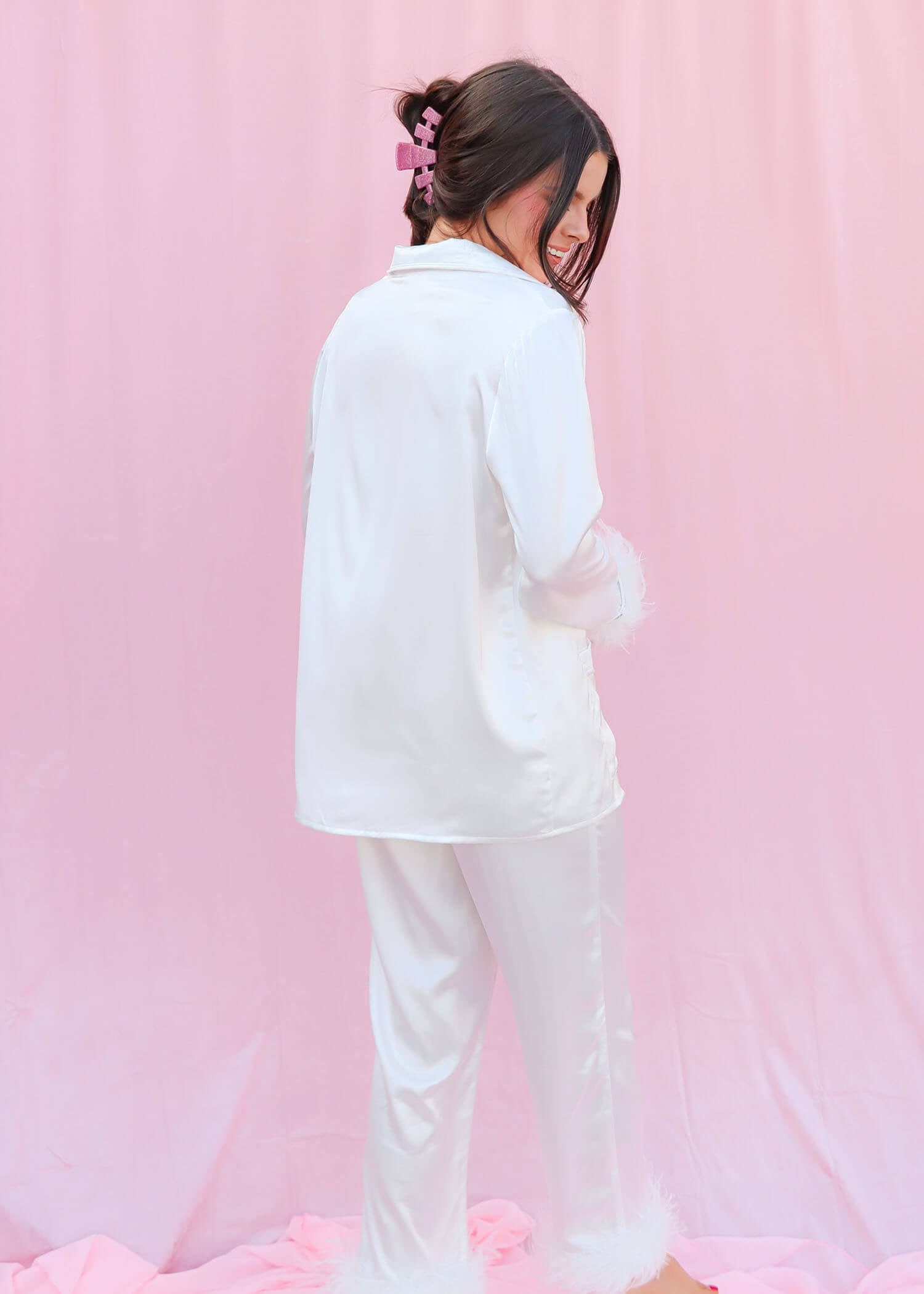 Sweet Slumbers Pajamas - White Set MerciGrace Boutique.