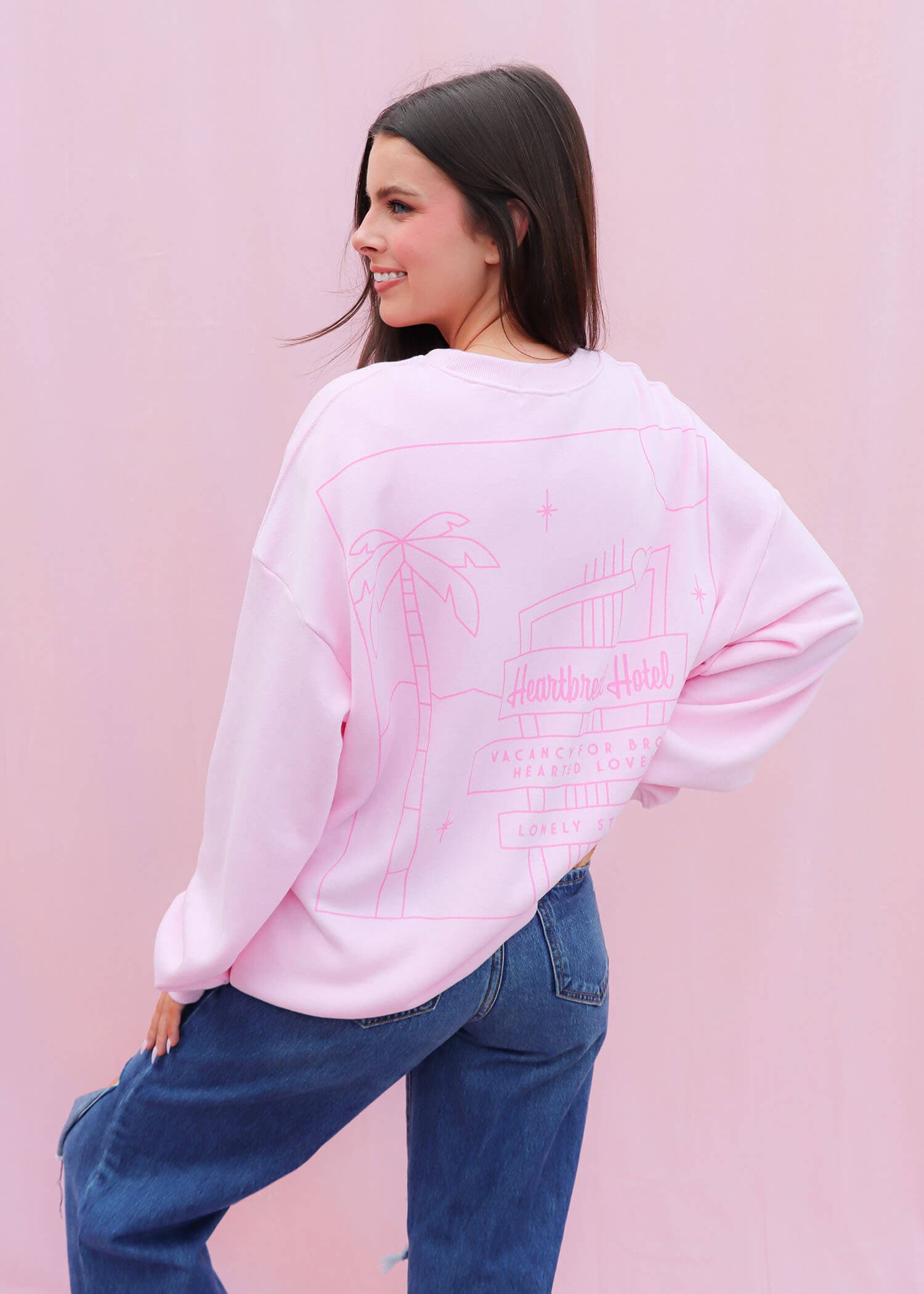 Heartbreak Hotel Sweatshirt - Pink Sweatshirt MerciGrace Boutique.