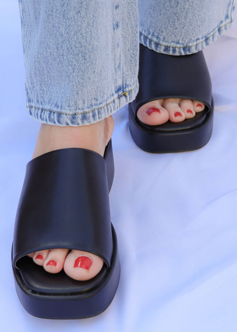 See You Whenever Wedges - Black Shoe MerciGrace Boutique.