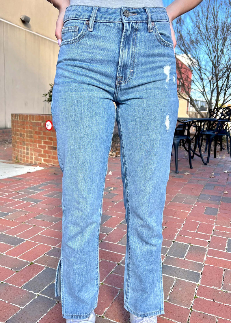 Should You Know Straight Jeans - Medium Wash Jeans MerciGrace Boutique.