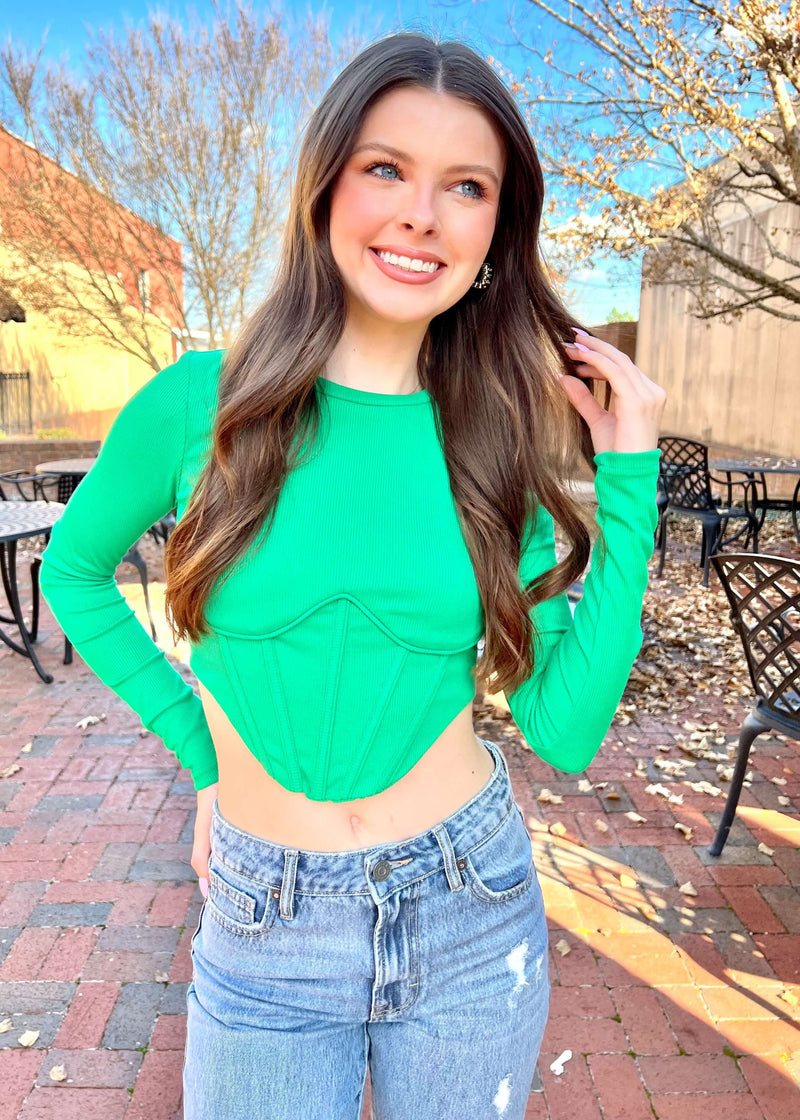Making Names Crop Top - Kelly Green Top MerciGrace Boutique.