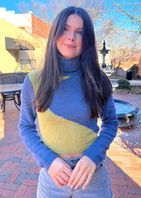 What You Want Turtleneck Sweater - Blue Tops MerciGrace Boutique.