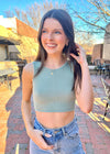 Stay Cozy Reversible Tank - Dusty Sage Tops MerciGrace Boutique.