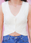 Bring It On Cable Knit Vest - Ivory Tops MerciGrace Boutique.