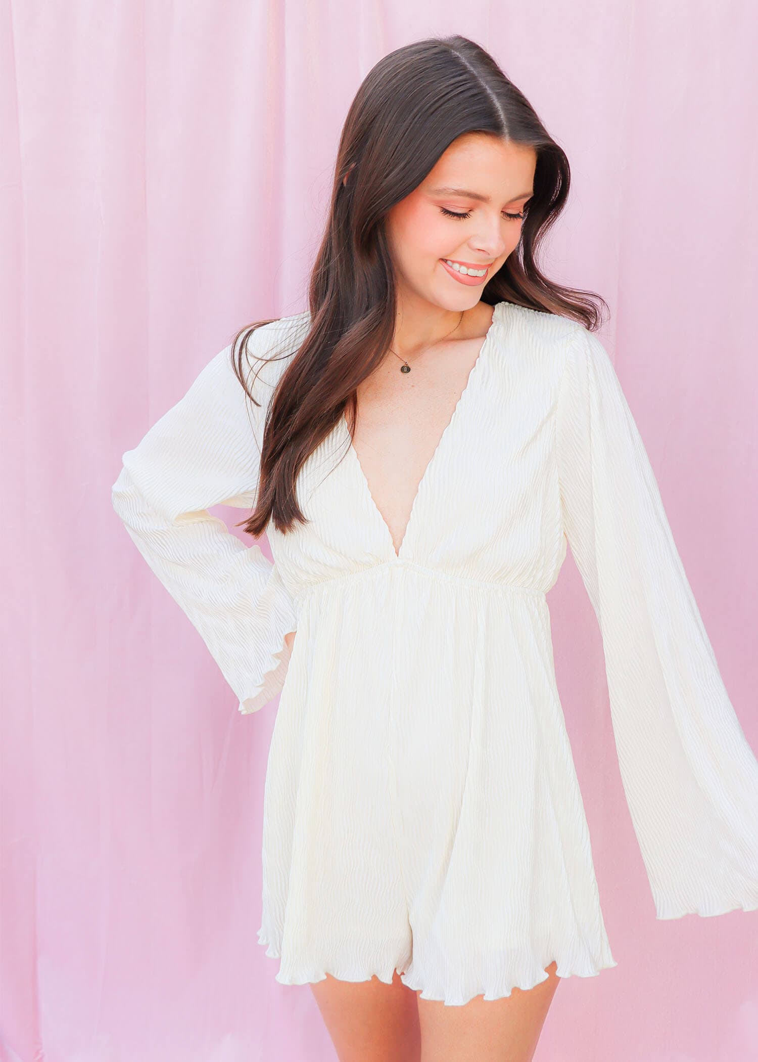 Don't Stop There Romper - Cream Romper MerciGrace Boutique.