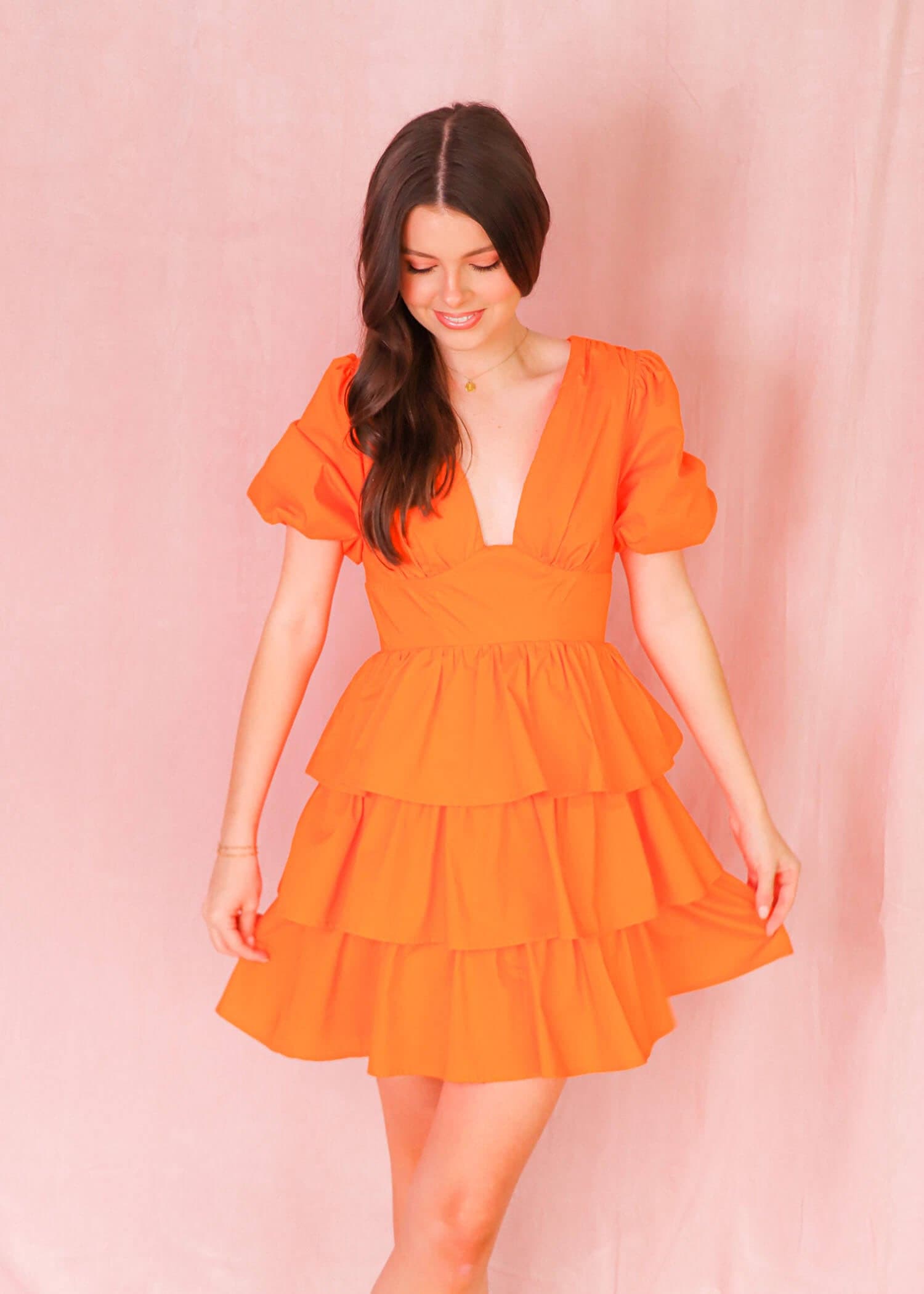Happy As Can Be Mini Dress - Orange Dresses MerciGrace Boutique.