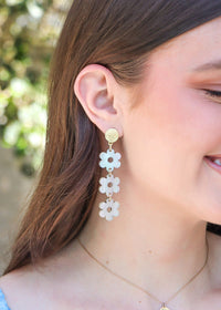 Triple Flower Drops - Shimmer Earrings MerciGrace Boutique.