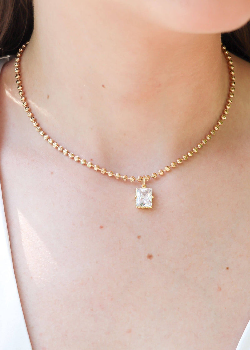 Just A Little Sparkle Necklace - Gold Necklace MerciGrace Boutique.