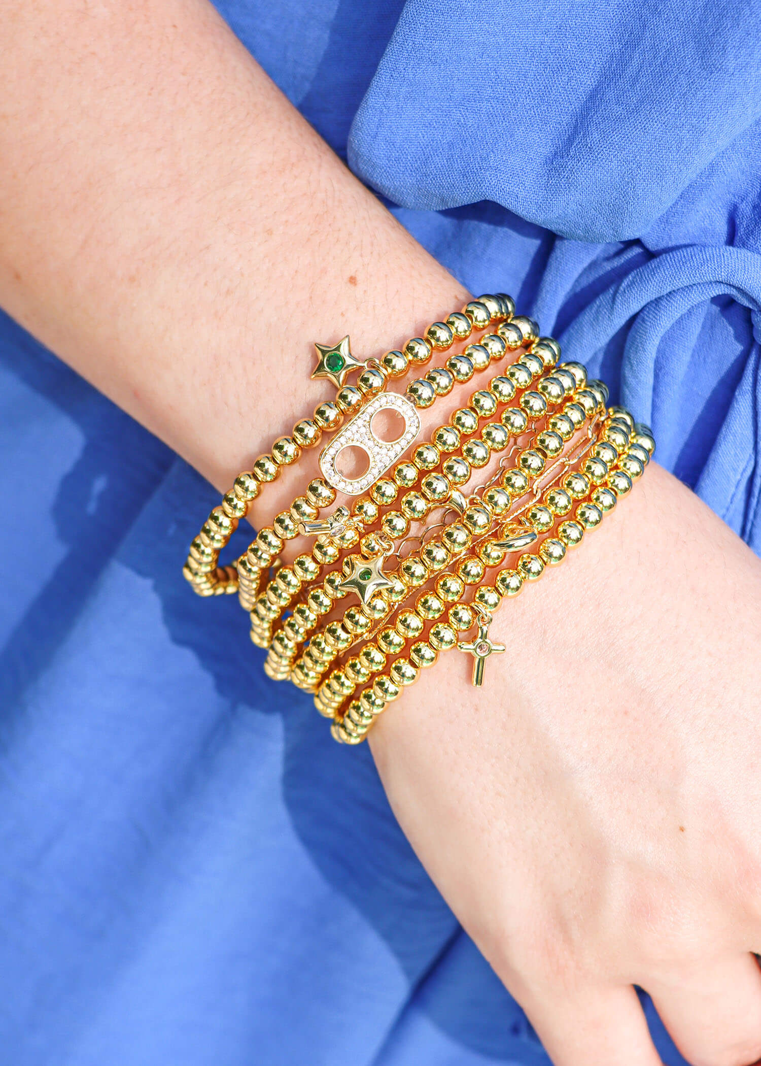 Gold Beaded Bracelet Stack