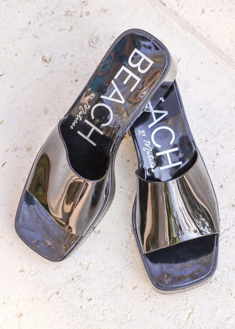 Beach Getaway Heeled Sandal - Black Shoes MerciGrace Boutique.