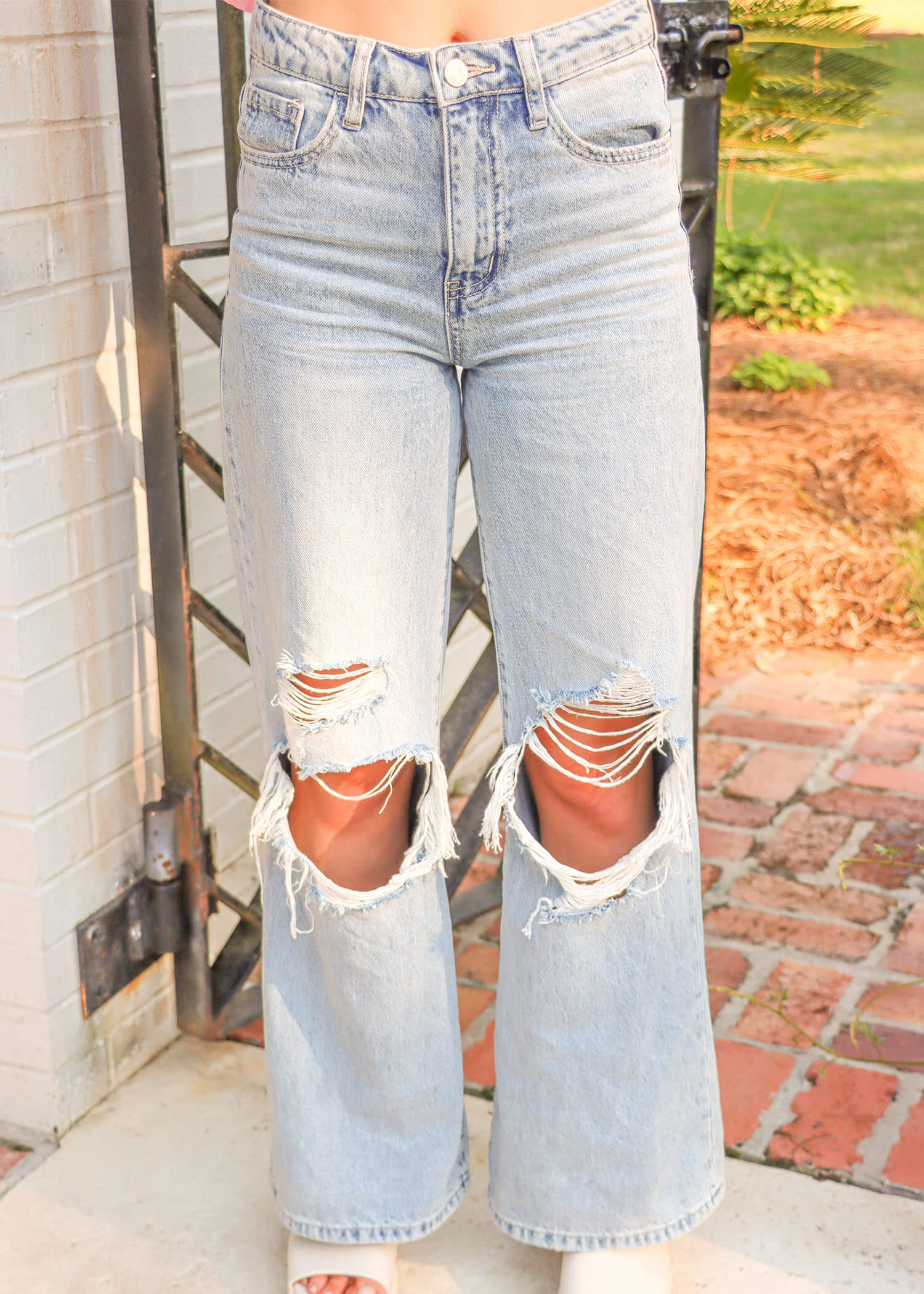The Go To Wide Leg Jeans - Light Wash Jeans MerciGrace Boutique.