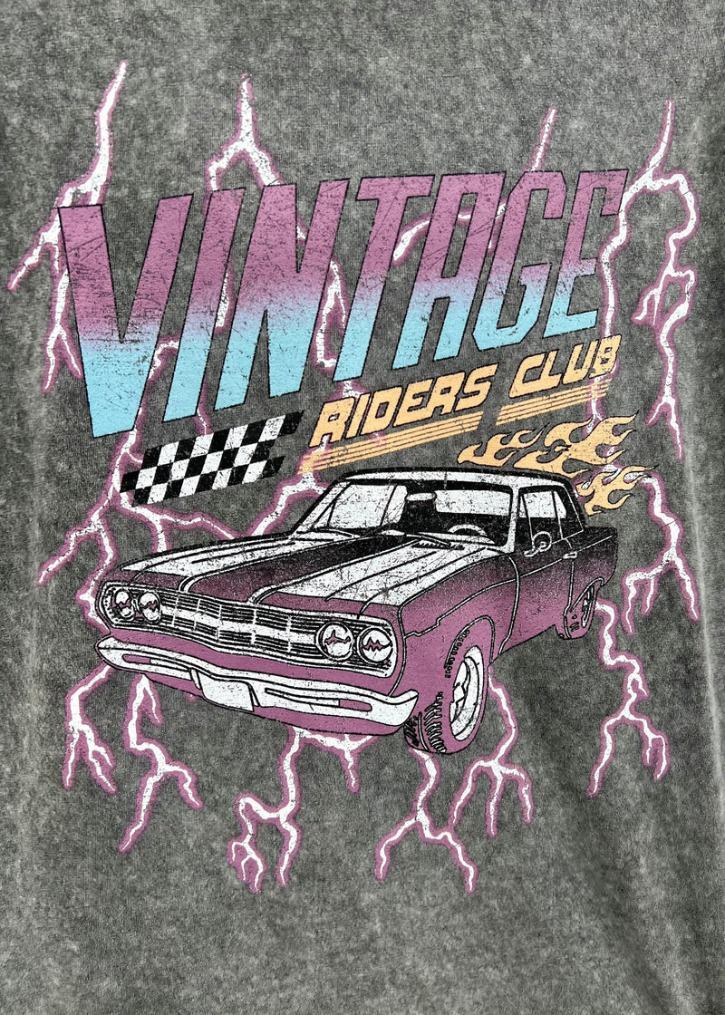 Vintage Riders Club Graphic Tee - Denim T-Shirt MerciGrace Boutique.