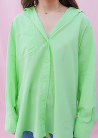 Bright Memories Oversized Button-Down - Apple Green Tops MerciGrace Boutique.