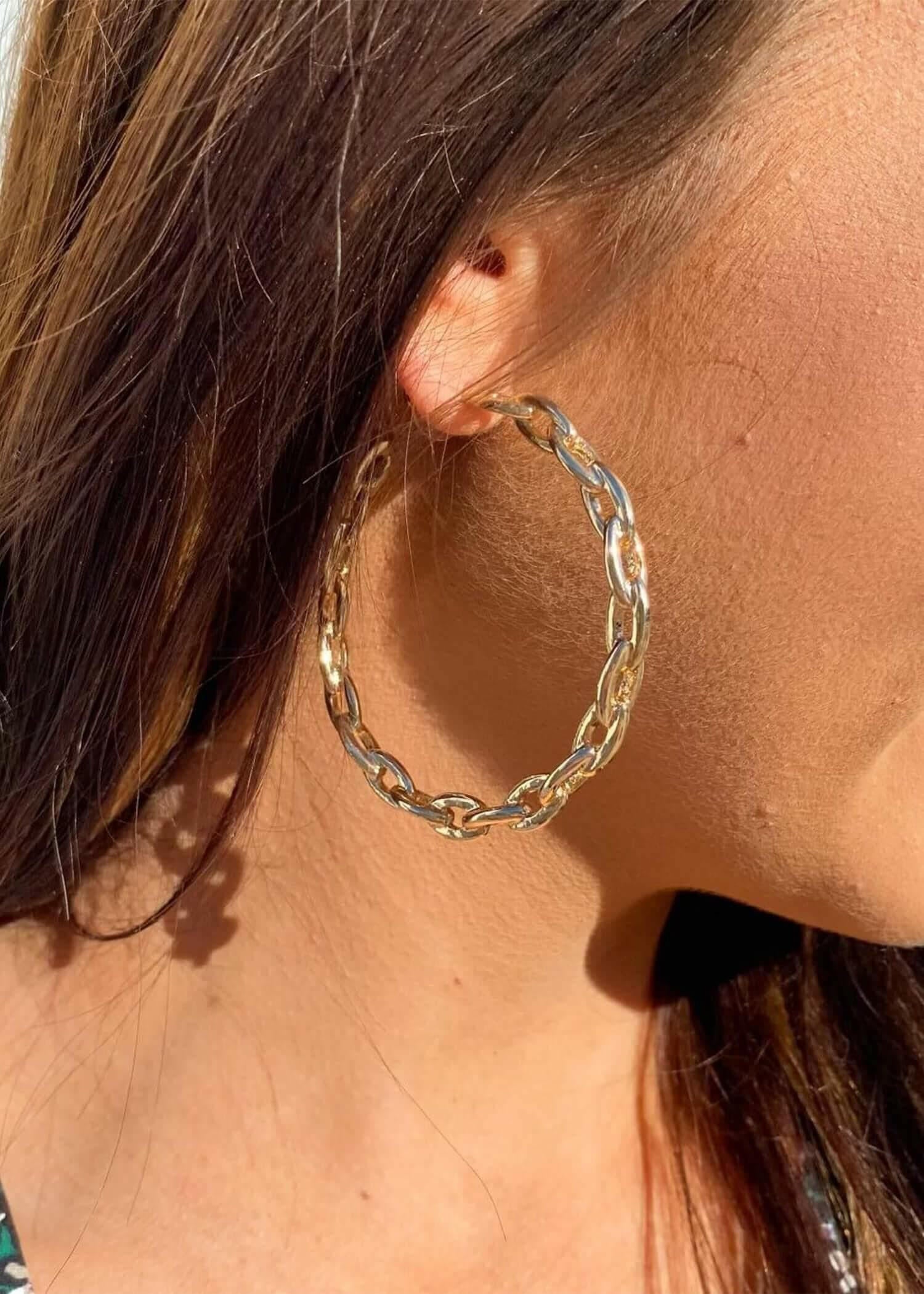 All the Chains Hoop Earrings Earrings MerciGrace Boutique.