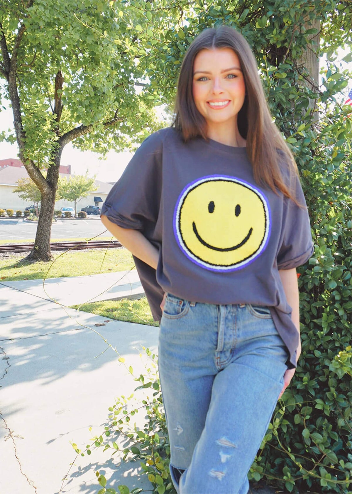 Always Smiling Tee - Charcoal T-Shirt MerciGrace Boutique.