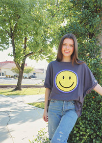 Always Smiling Tee - Charcoal T-Shirt MerciGrace Boutique.