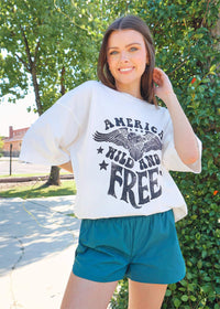 America Wild and Free Tee - Bone T-Shirt MerciGrace Boutique.