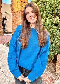 As She Should Sweater - Royal Blue Tops MerciGrace Boutique.