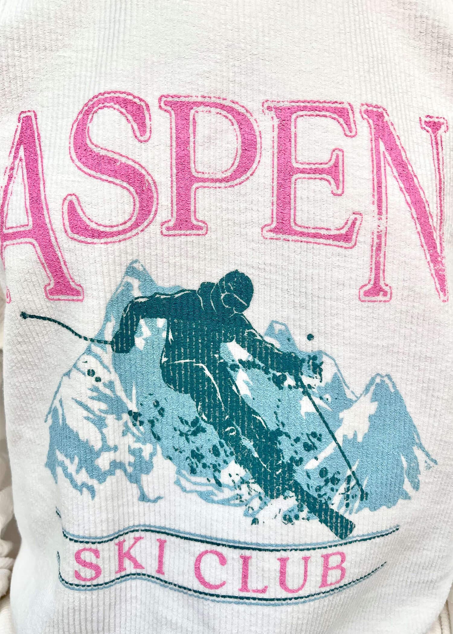 Aspen Ski Club Sweatshirt - White Sweatshirt MerciGrace Boutique.