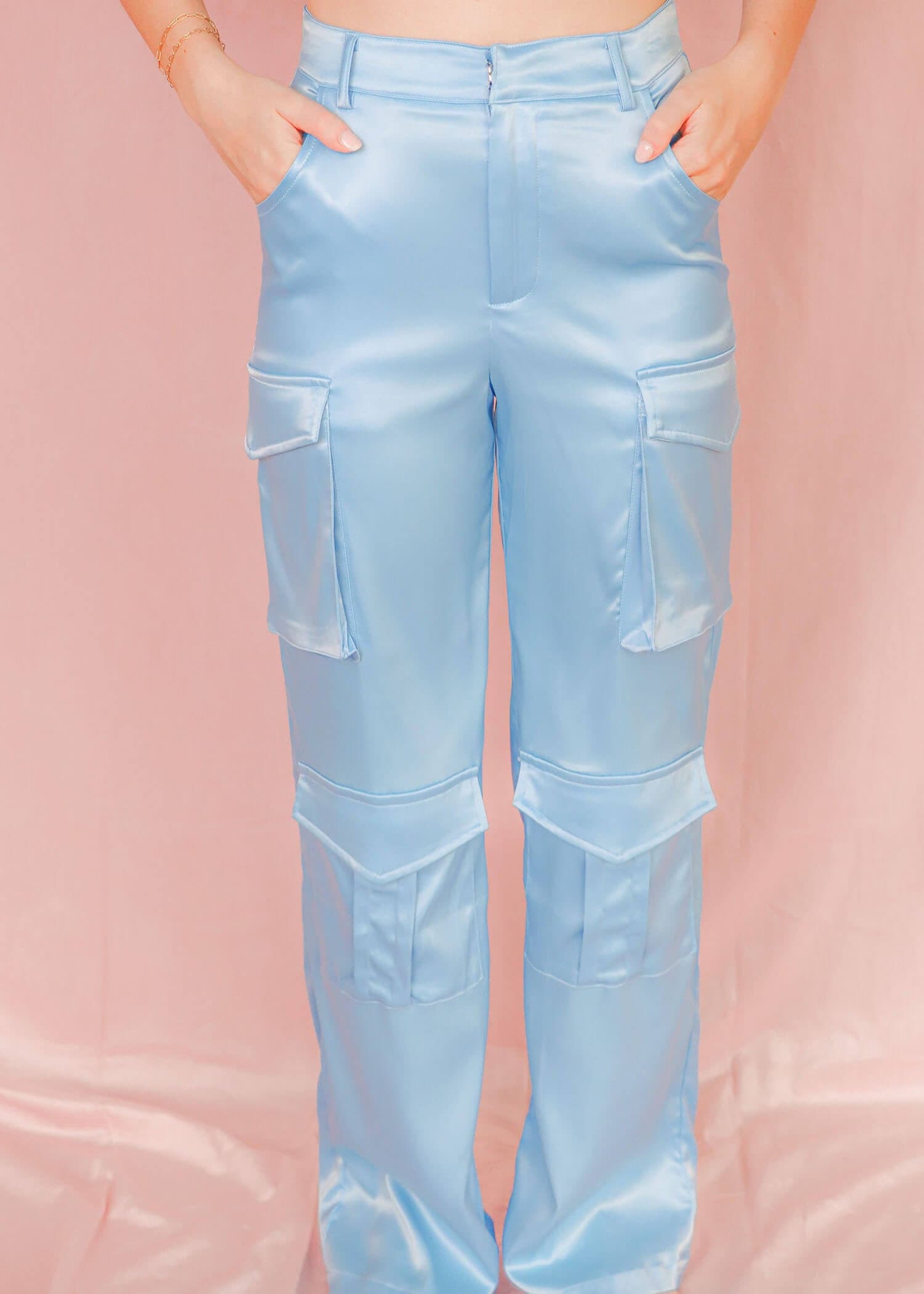 How It Should Be Cargo Pants - Sky Blue Pants MerciGrace Boutique.
