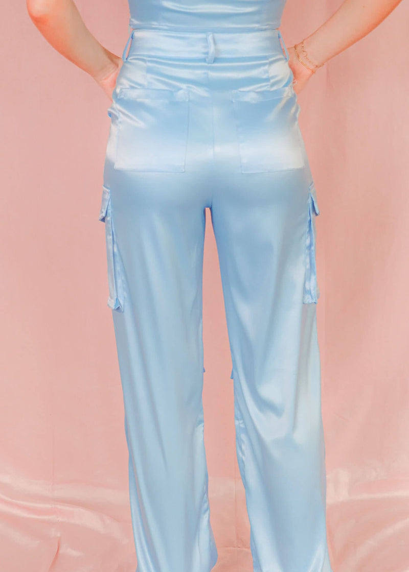 How It Should Be Cargo Pants - Sky Blue Pants MerciGrace Boutique.