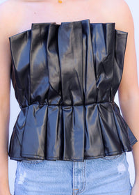 What A Moment Pleated Top - Black Tops MerciGrace Boutique.