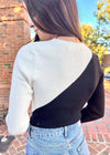 Blockin' Out The Color Sweater - Black/White Tops MerciGrace Boutique.