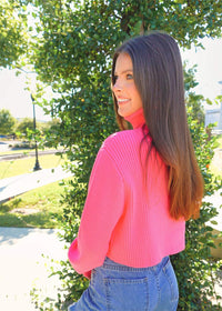 Bring On The Cold Sweater - Hot Pink Sweater MerciGrace Boutique.