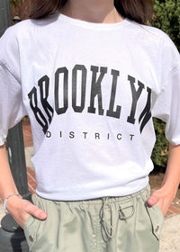 Catch Me In Brooklyn Tee - White Tops MerciGrace Boutique.