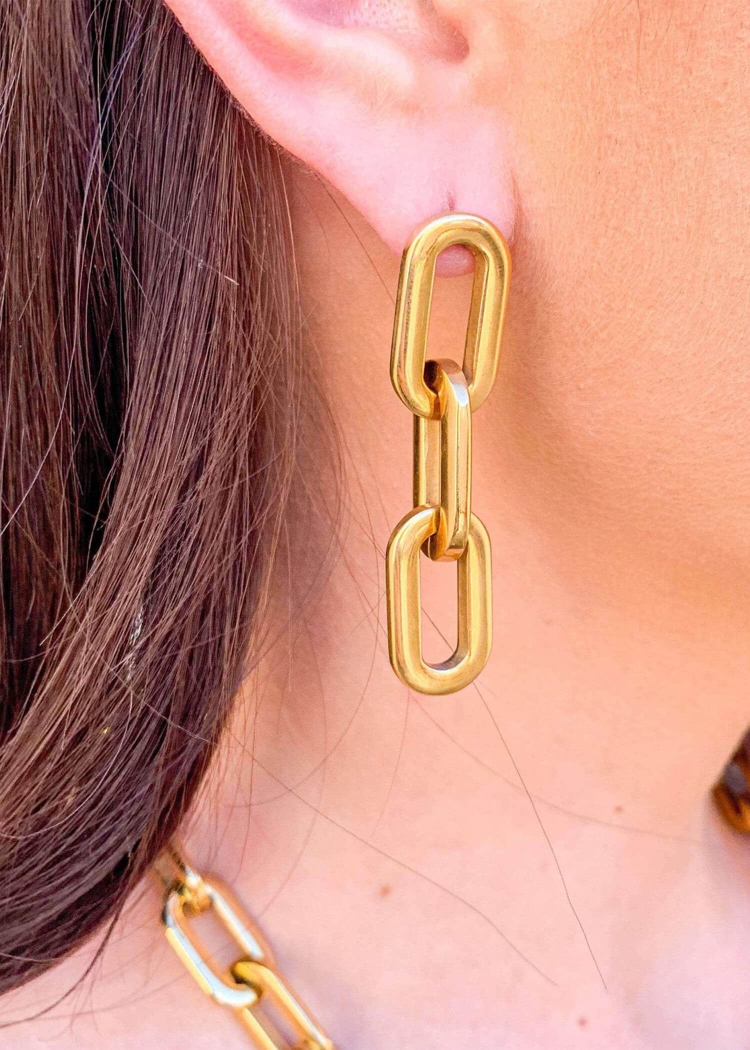 Chained to You Earrings - Gold Earrings MerciGrace Boutique.