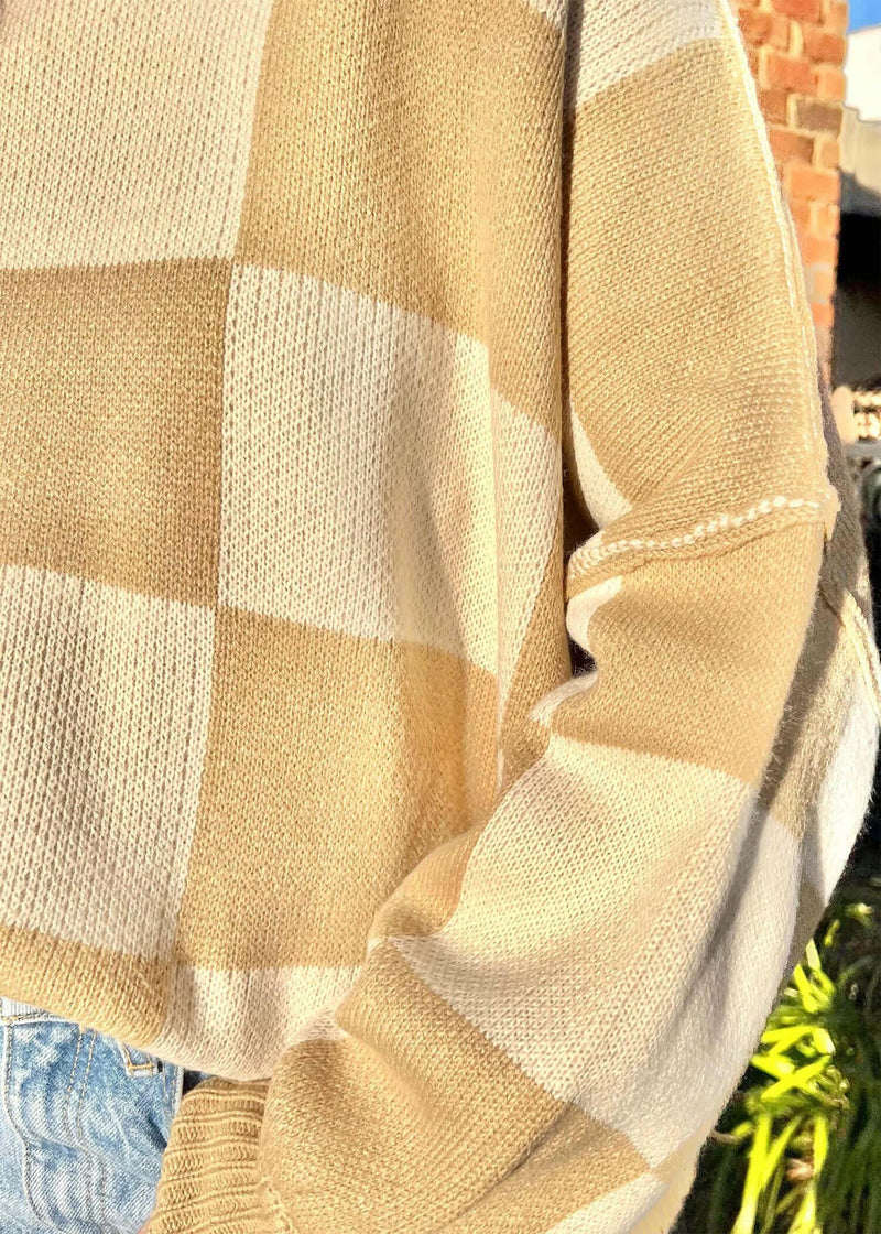 Check You Out Sweater - Natural Sweater MerciGrace Boutique.