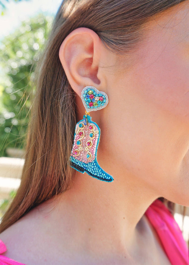 Consider Me A Cowgirl Earrings - Turquoise Earrings MerciGrace Boutique.