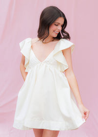 Here I Come Mini Dress - Cream Dress MerciGrace Boutique.