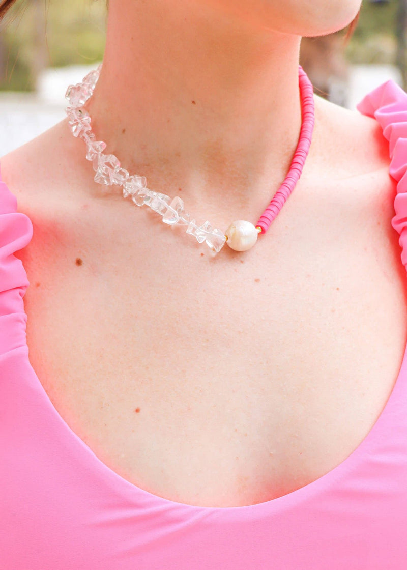 Laguna Necklace - Neon Pink Necklace MerciGrace Boutique.