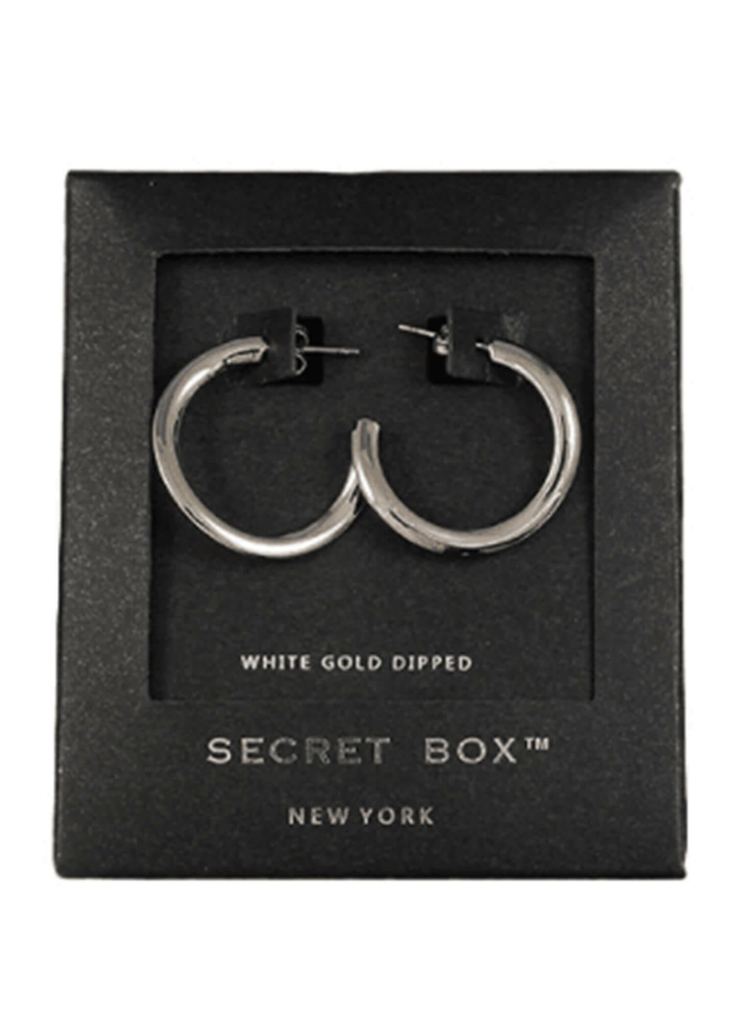 Curvy Open Hoop Earrings - White Gold Earrings MerciGrace Boutique.