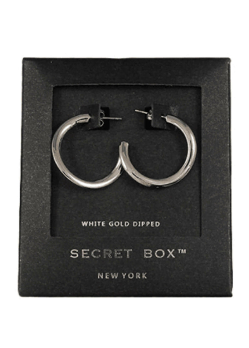 Curvy Open Hoop Earrings - White Gold Earrings MerciGrace Boutique.
